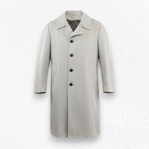 Vintage 1970s Beige All Weather Trench Coat Size 42 Short Removable Plaid Lining